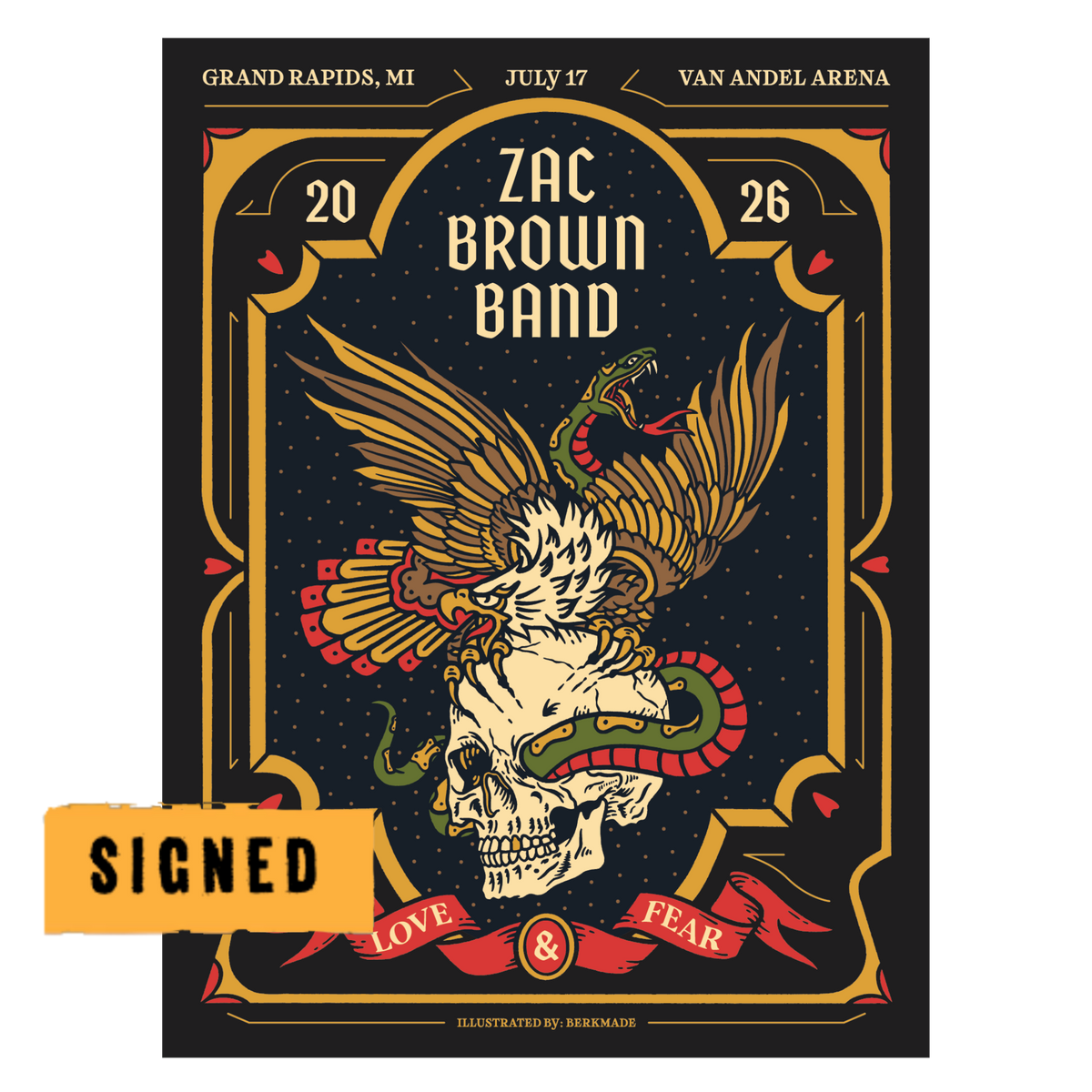 Grand Rapids Signed Love and Fear Tour Poster