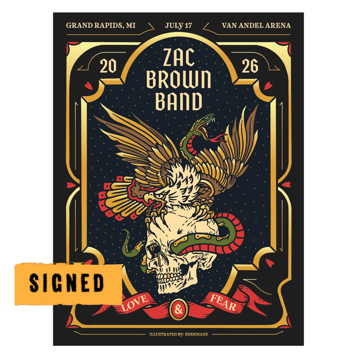 Grand Rapids Signed Foil Love and Fear Tour Poster