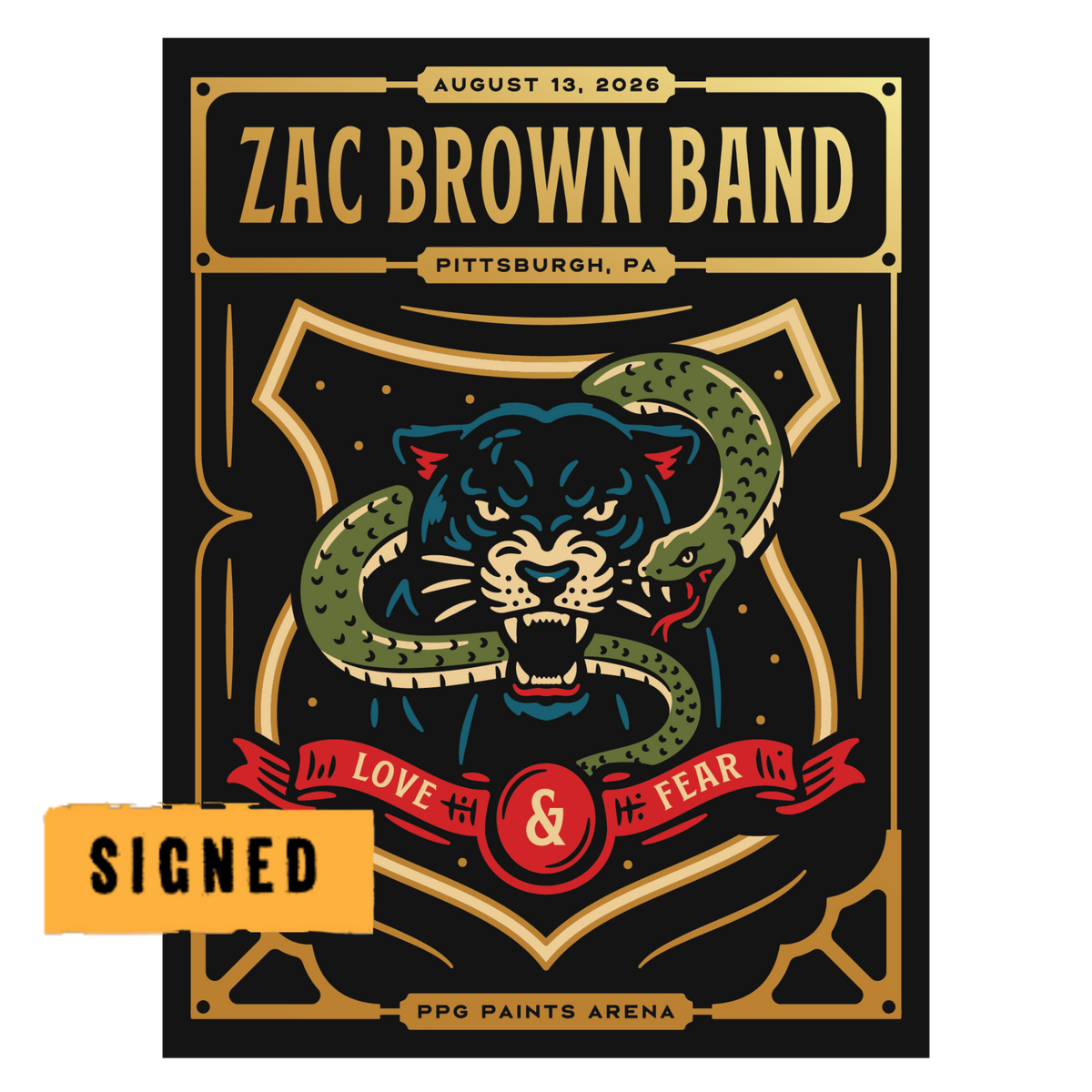 Pittsburgh Signed Foil Love and Fear Tour Poster